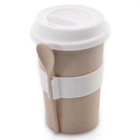 Кружка для кофе с ложкой 0,5л (бежевая) CooknCo