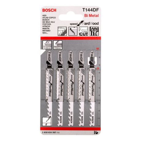 Пилки для лобзика BOSCH T 144 DF, BIM 5шт. 2.608.634.567