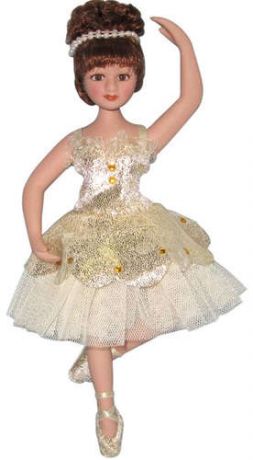 Сувенир, АКМ, Кукла фарфоровая Балерина в св.желтом наряде 8 H-8409A
