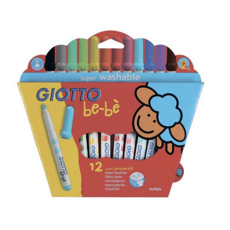 Фломастеры, 12 цв. GIOTTO/Джиотто BEBE Super Fibre Pens (детские фломастеры с толстым стержнем)
