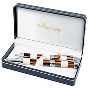 Подарочный набор, Manzoni/Манзони набор шарик + перо Monterosso янтарь с белыми полосами (FR510-5501BF)