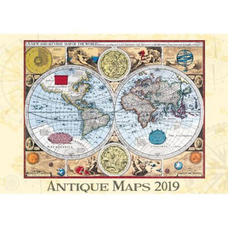 Календарь на 2019г. Antique Maps Старые карты 45*31,5см, пружина на 1 ригеле