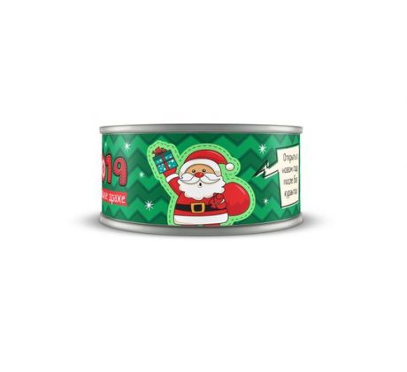 Шоколадное разноцветное драже Дед мороз в жестяной банке 65гр.