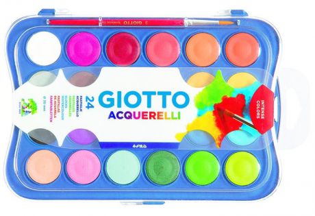 Краски акварельные в таблетках GIOTTO/Джиотто Colour Blocks 24цв., с кистью.