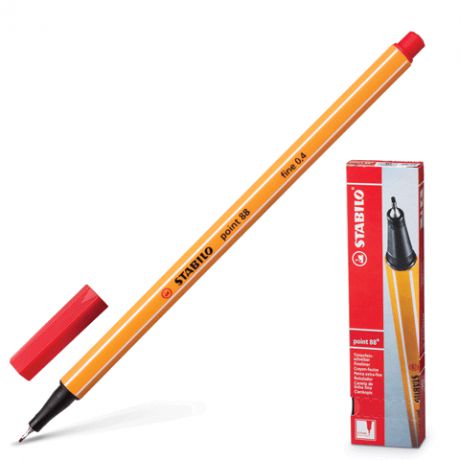 Ручка, капиллярная, Stabilo/Стабило point 88 (0,4мм), красная