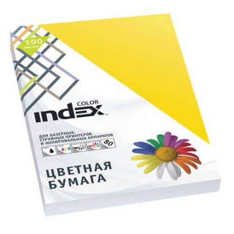 Бумага, цветная, офисная, Index Color 80гр, А4, ярко-желтый (56), 100л
