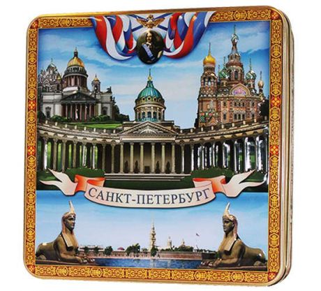 Чай Шкатулка Санкт-Петербург подарочный набор (чай черный , байховый крупнолистовой) х6,ж/б 125гр