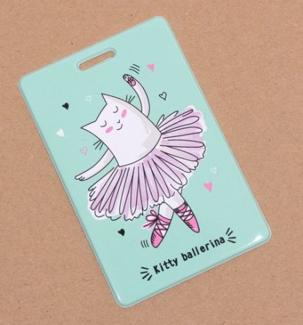 Чехол для карточек Kitty ballerina зеленый (ДК2017-130)