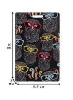 Чехол для карточек Совы в очках на черном фоне (ДК2017-113)