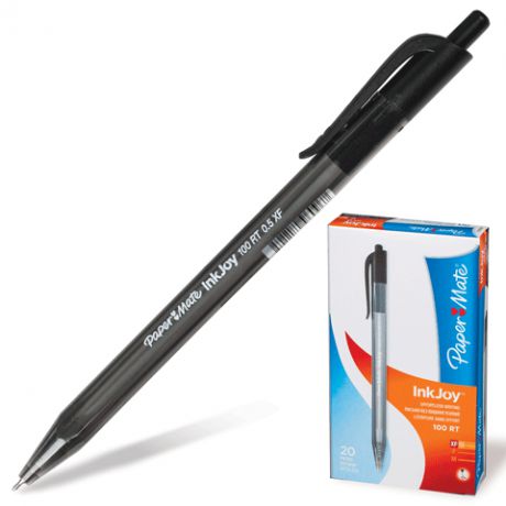 Ручка, шариковая, автоматическая, Paper Mate/Пэйпер Мэйт, InkJoy 100 RT", 0,5/1,00 мм, черная"