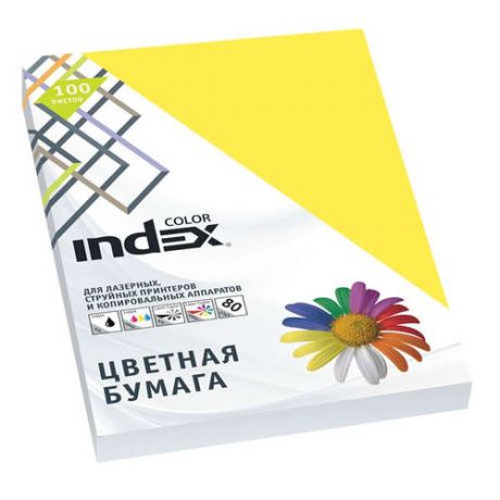 Бумага, цветная, офисная, Index Color 80гр, А4, канареечный (57), 100л