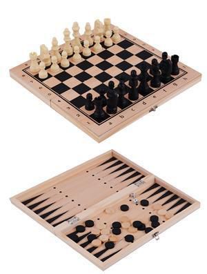 Набор 3 в 1: шахматы, шашки, нарды, с пластиковыми фигурами, 29х29 см.