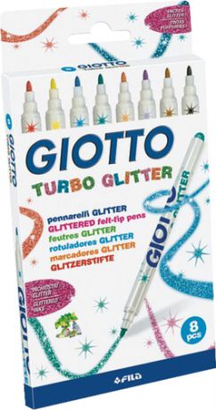 Фломастеры, GIOTTO/Джиотто Turbo Glitter, 8 цветов, блестящие чернила, в блистере