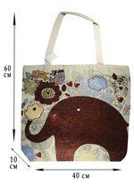 Сумка на молнии Слон с цветами (40х40) (текстиль)