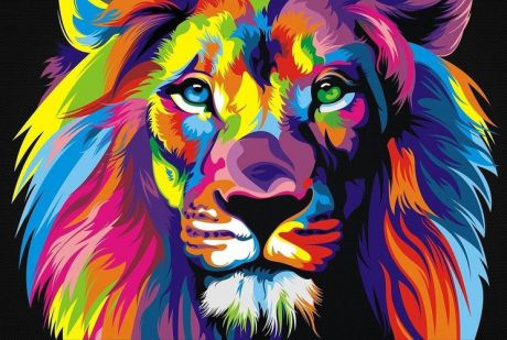 Набор для творчества, Картина цветным песком Радужный лев, Ваю Ромдони 30*40см