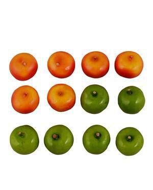 Искусственный декор Яблочки в пакете с подвесом , зеленые и красные, 12 шт