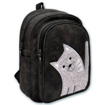 Рюкзак Феникс+ Пушистый кот серый 35*26*16см , 1отд., иск.кожа 46064