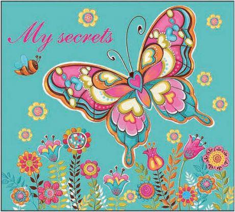 Органайзер, Феникс+, 95*85мм, 3в1, Бабочка и цветы, твердая обложка, тиснение фольгой, на магнитном замке