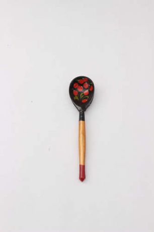 Сувенир, Деревянная ложка чайная роспись "Ягоды" черные Т-6162-6502