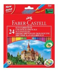 Карандаши цветные, Faber-Castell/Фаберкастел, Замок", 24 цвета (с точилкой/без точилки) в картонной упаковке, 120124
