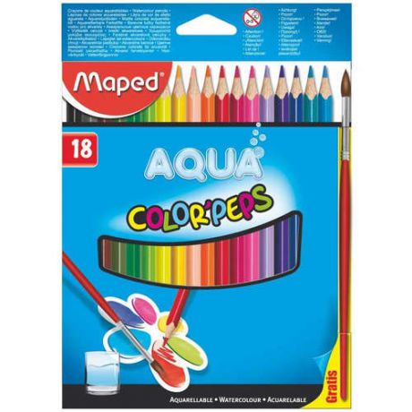 Карандаши, Набор, 18цв. аквар. Maped/Мапед Color Peps Aqua + кисть