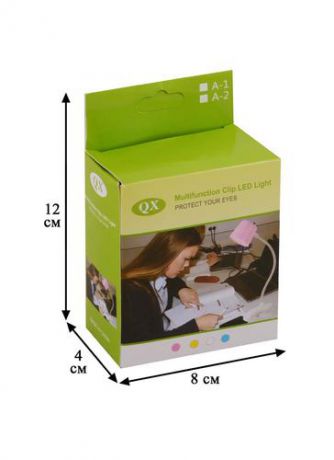Минилампа для чтения с зажимом розовая (19 см) (коробка) (12-02179-А-3)