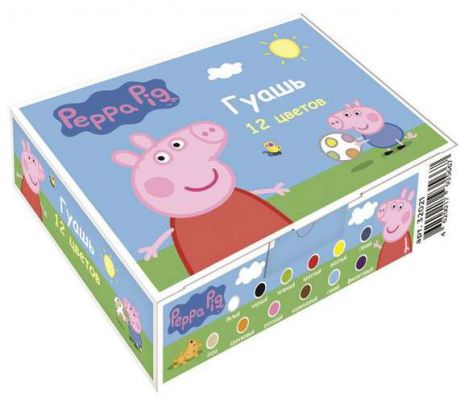 Гуашь 12 цветов Peppa Pig умница