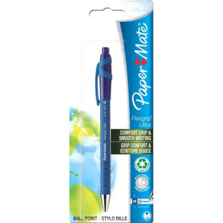 Ручка, шариковая, Paper Mate/Пэйпер Мэйт, Flexgrip Ultra, 1мм, синяя, в блистере