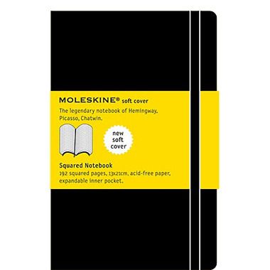 Moleskine/Молескин Тетрадь Classic Soft", Large, 13х21, 192 листа, клетка, черная"