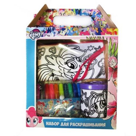Набор для творчества, Набор для раскрашивания My Little Pony (сумочка, фломастеры 12 цветов, подставка)
