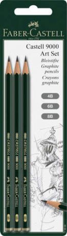 Карандаш чернографитовый Faber-Castell/Фаберкастел Castell 9000 3шт., 4B, 6B, 8B, в блистере 119099