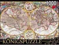 Пазл Konigspuzzle 1000 эл 68,5*48,5см Древняя карта мира КБК1000-6511