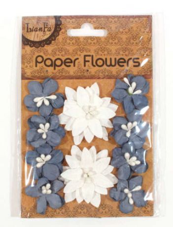 Набор для творчества Цветы с бусинами Paper Flower 2больш.+ 8маленьк.,серые и белые