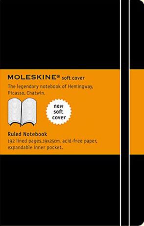 Moleskine/Молескин Тетрадь Classic Soft", ХLarge, 19х25 см, 192 листа, линейка, черная"