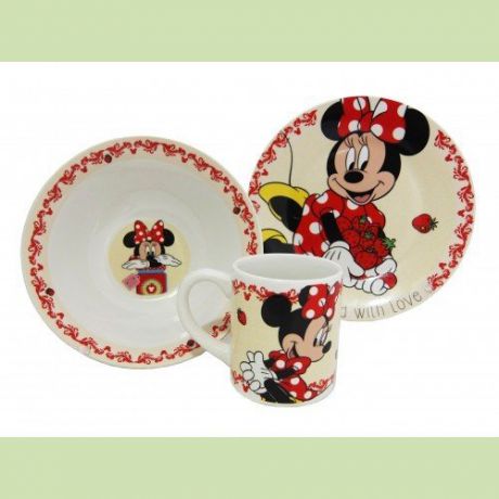 Сувенир, Набор посуды Disney/Дисней Минни 3 пр.керамика: кружка, миска, тарелка, в подарочной упаков