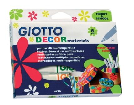 Фломастер, FILA GIOTTO/Джиотто, 6 цветов, для декор. различных поверхностей, в блистере