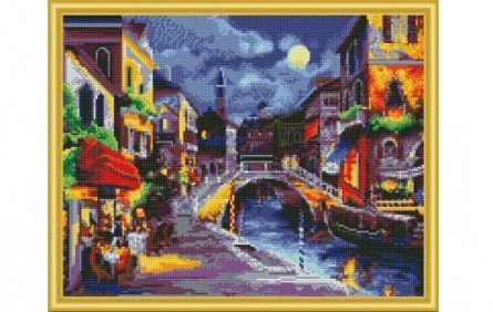 Набор для творчества, Алмазная мозаика Ночная Венеция (блест) 40*50см, (26цв.) AS4004
