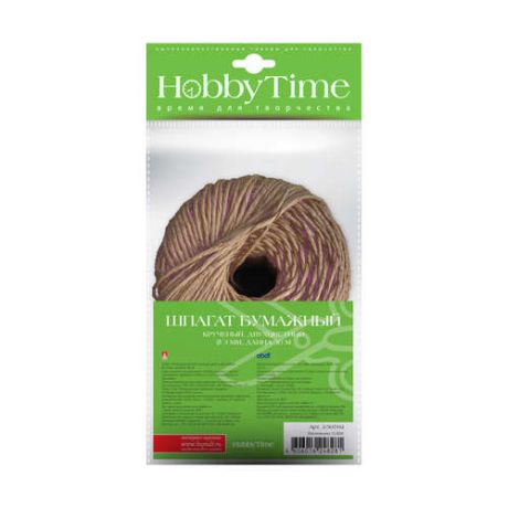 Набор для творчества, HOBBY TIME, Декоративный бумажный шпагат, двухцветный, 3мм*30м, 13цв. 2-507/02