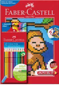 Набор Faber-Castell/Фаберкастел Цветные карандаши Grip, 12цв.,+книга-раскраска PIXEL в картонной коробке