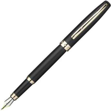 Ручка перьевая FLAVIO FERRUCCI DORATO черный матовый лак, позолоченные детали, синие чернила, M