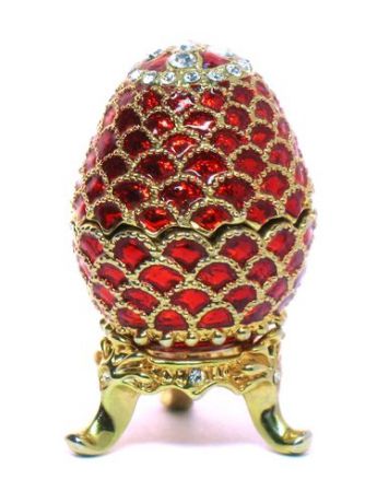 Сувенир АКМ Faberge Яйцо пасхальное "Шишка малая" цв.красный