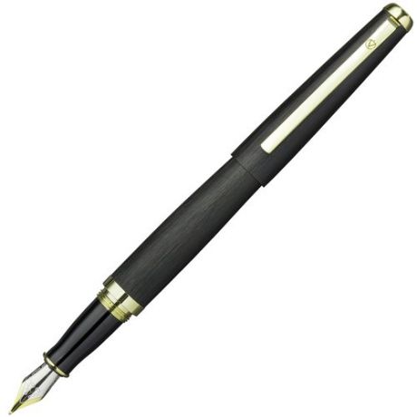 Ручка перьевая FLAVIO FERRUCCI METALLICO матовый черный лак, позолоченные детали, синие чернила, M