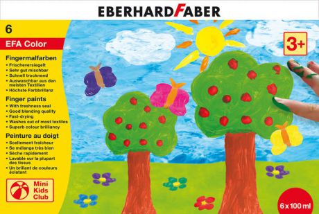 Набор для творчества, Пальчиковые краски Eberhard Faber набор цветов, 6 баночек по 100мл., в карт. коробке