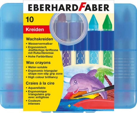 Восковые мелки Eberhard Faber 10 шт., растворимые в воде, трехгранные
