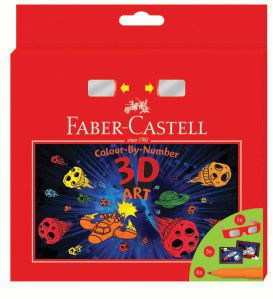Набор Faber-Castell/Фаберкастел" Фломастеры, Connector, 6цв (набор 3D)+5 карточек для раскрашивания+очки, в картонной коробке"