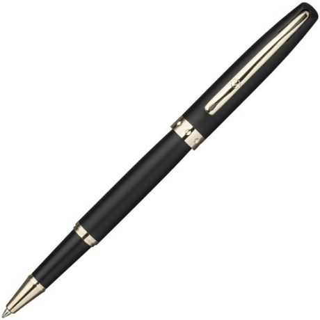 Ручка Роллер FLAVIO FERRUCCI DORATO черный матовый лак, позолоченные детали, черные чернила, M