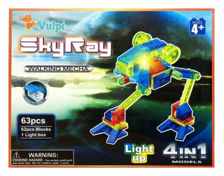 Конструктор пластиковый со светодиодами Sky Ray Набор 4 в 1 Марсоход 63эл.