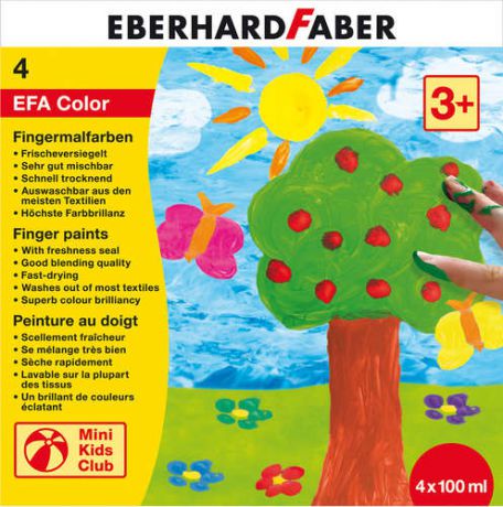 Набор для творчества, Пальчиковые краски Eberhard Faber набор цветов, 4 баночки по 100мл., в карт. коробке