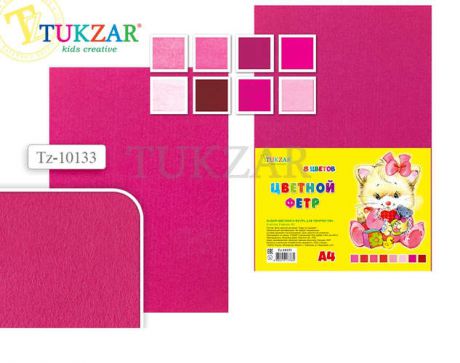 Набор для творчества, Tukzar, Набор цветного фетра Розовая гамма А4 8 листов, 8 цветов