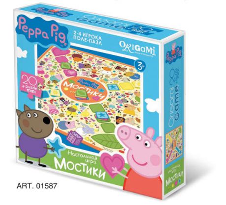 Настольная игра, Оригами, Peppa Pig Мостики (поле-пазл) + мини-пазл 20эл 01587